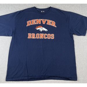 Denver Broncos T Shirt Size 2XL Blue Orange 26” Pit To Pit NFL Team Apparel